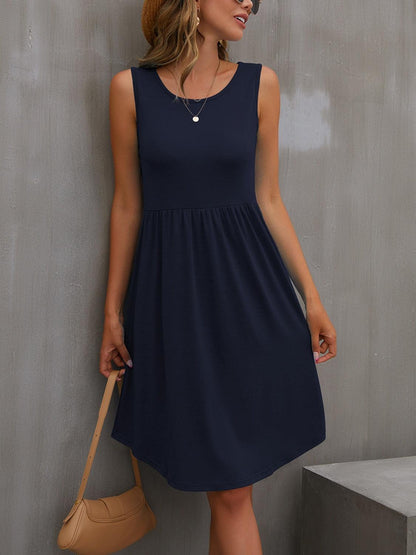 Round Neck Wide Strap Dress Carauana Store