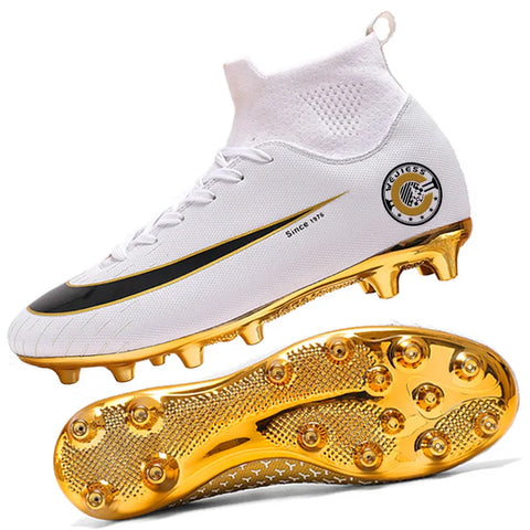 Adult and Teenager Soccer Cleats in White_Gold - Shop Today!