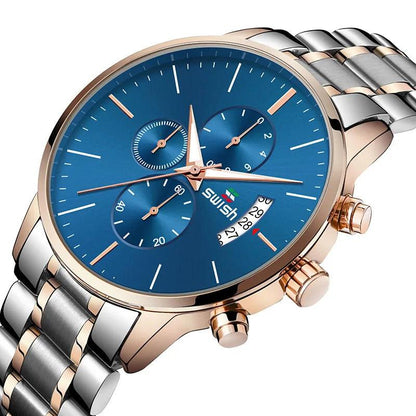 SWISH Luxury Full Steel Business Wristwatch for Male