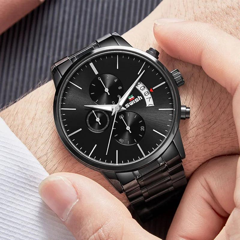 SWISH Luxury Full Steel Business Wristwatch for Male