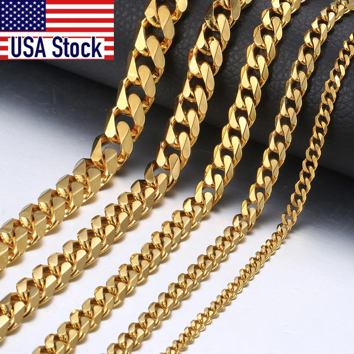Hiphop Stainless Steel Necklace Curb Cuban Link Chain For Men Women Gold Color Solid Metal Punk Jewelry Gift KNM08 - CaRaUaNa Fashion
