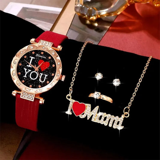 SHAARMS 5-Piece Women’s Watch Set – “I ♥️ You” CaRaUaNa Fashion