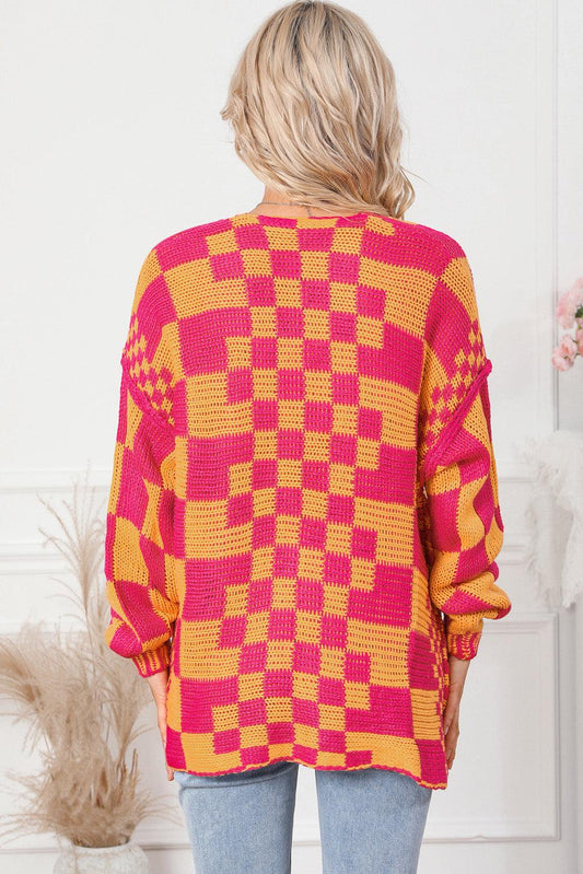 Contrast Exposed Seam Open Front Cardigan Carauana Store