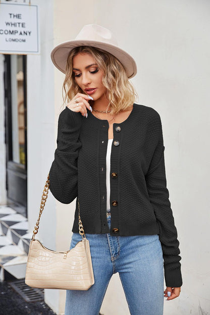 Button Down Exposed Seam Cardigan Carauana Store