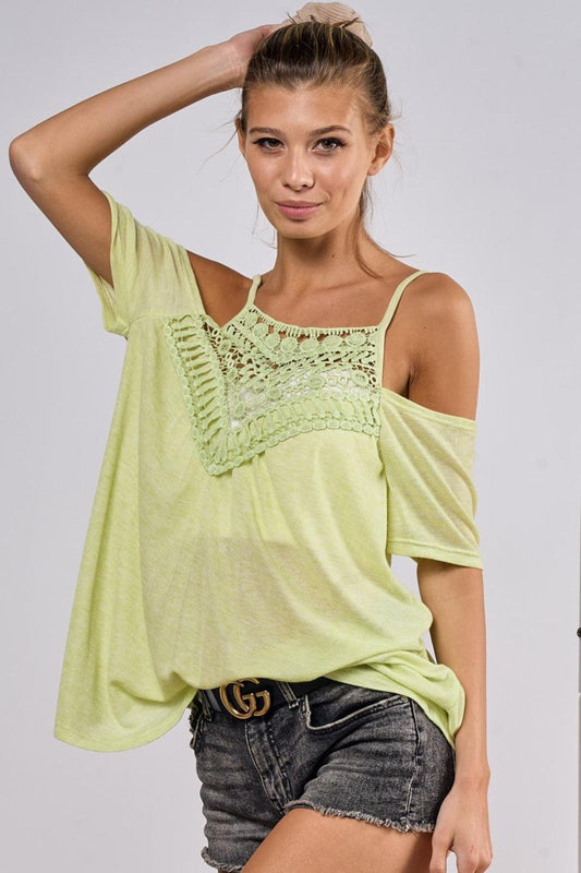 BiBi Front Crochet Lace Adjustable Strap Top Carauana Store
