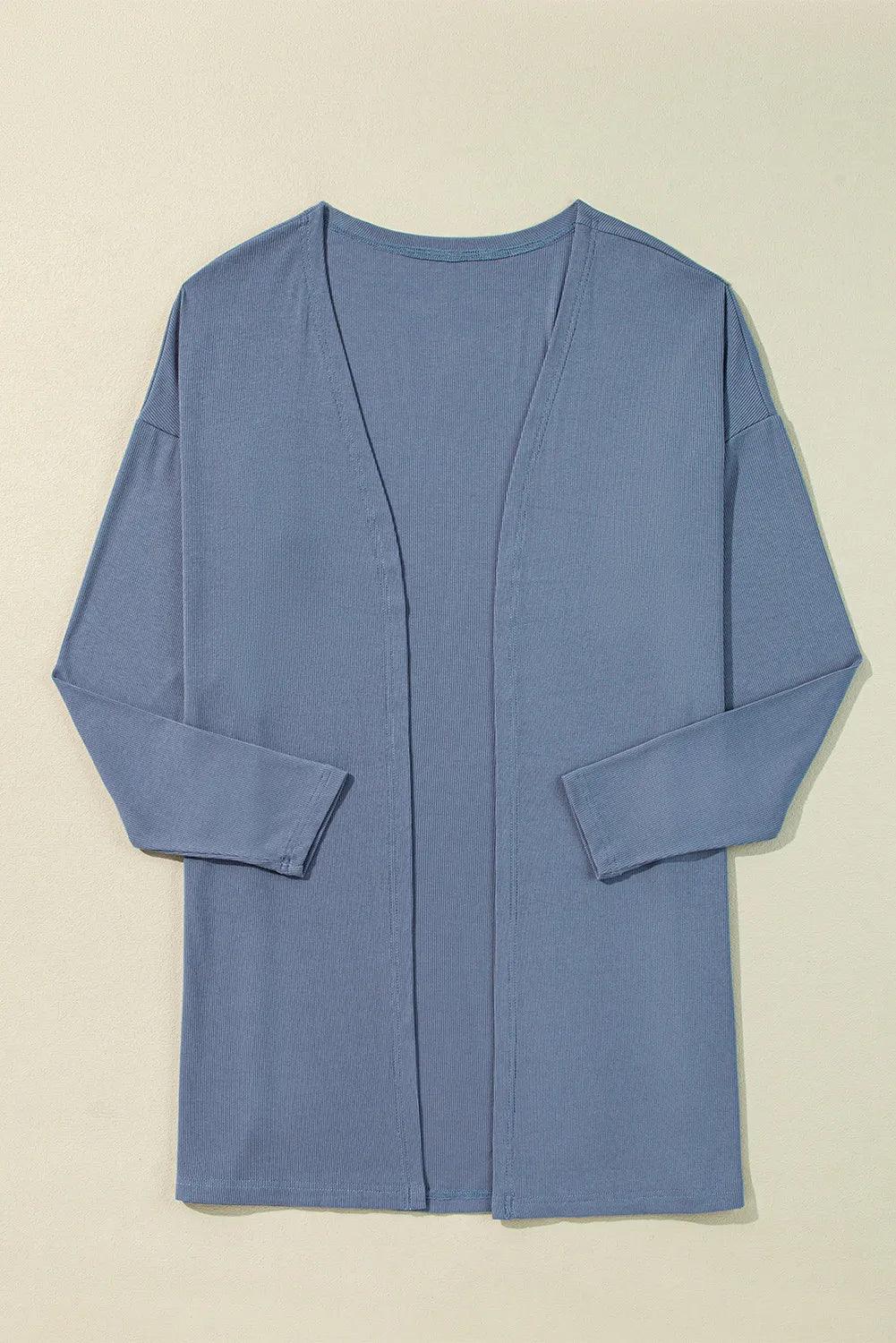 Slit Open Front Long Sleeve Cover Up Carauana Store