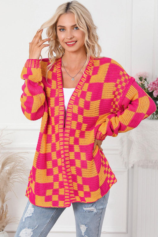 Contrast Exposed Seam Open Front Cardigan Carauana Store