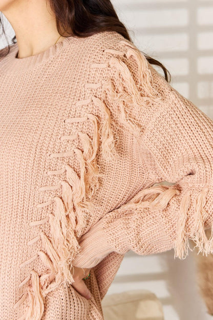 And The Why Tassel Detail Long Sleeve Sweater Carauana Store