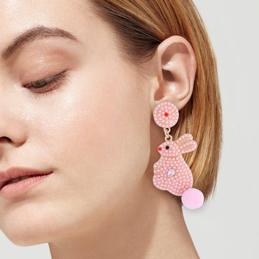 Synthetic Pearl Alloy Rabbit Dangle Earrings Carauana Store
