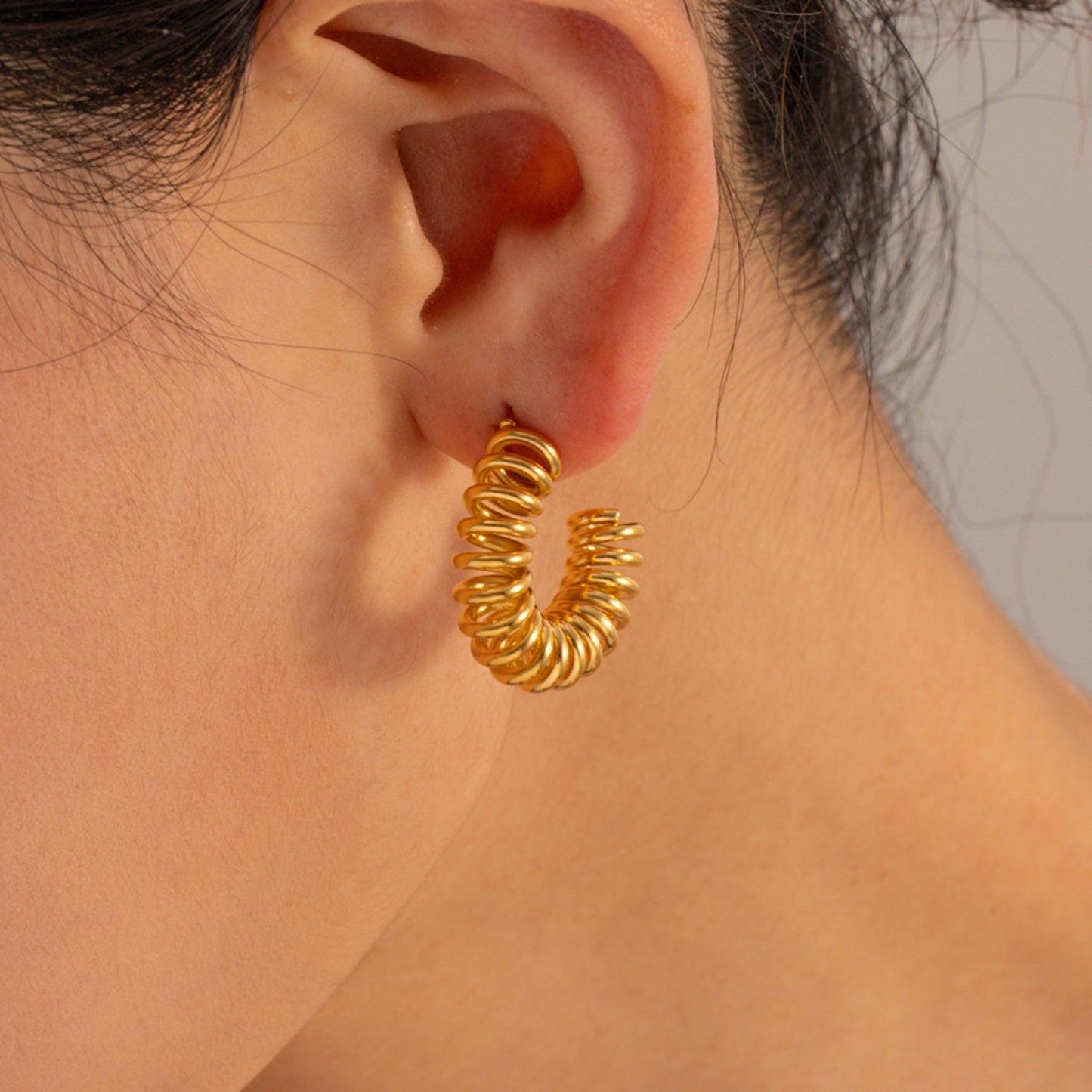 18K Gold-Plated Stainless Steel C-Hoop Earrings Carauana Store