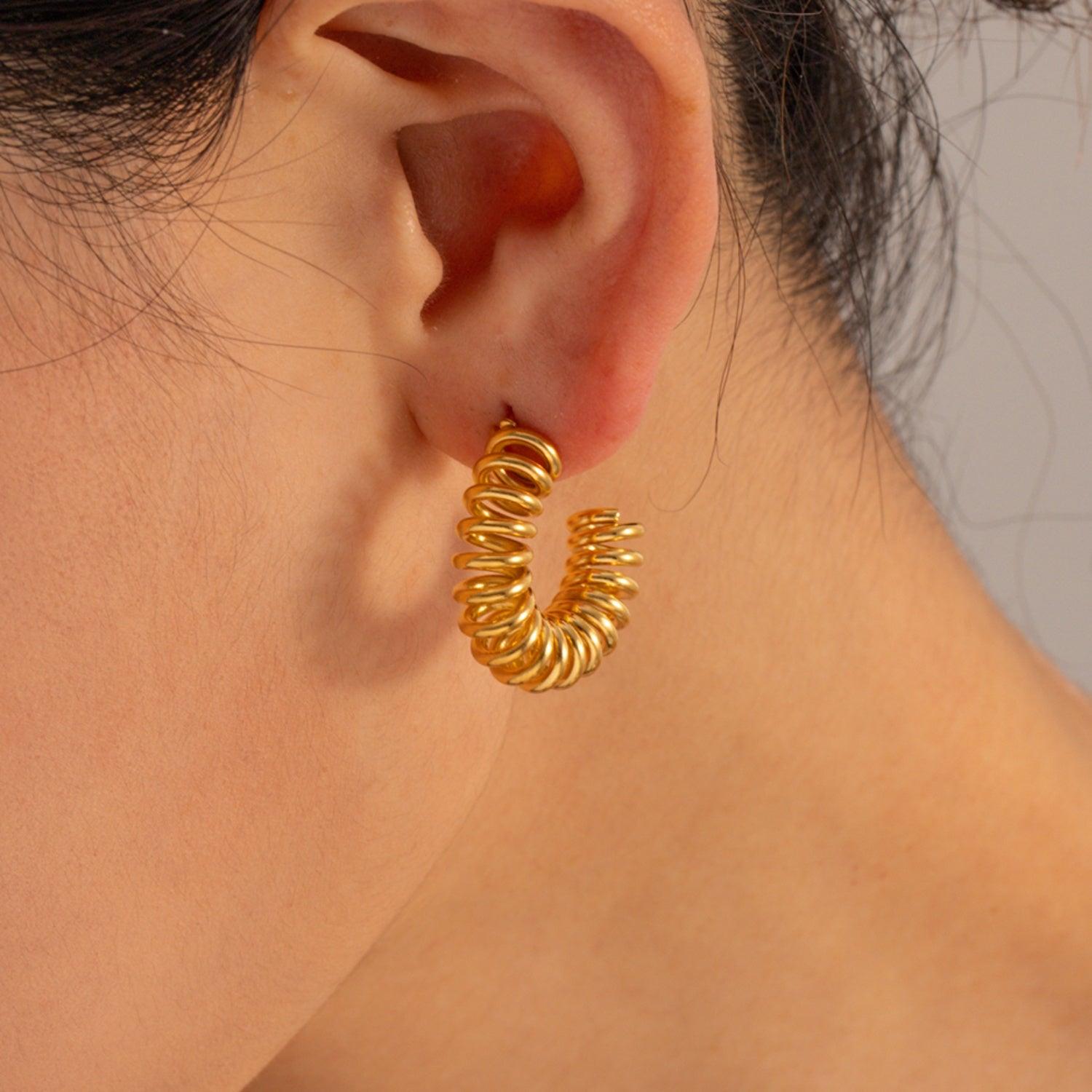 18K Gold-Plated Stainless Steel C-Hoop Earrings Carauana Store