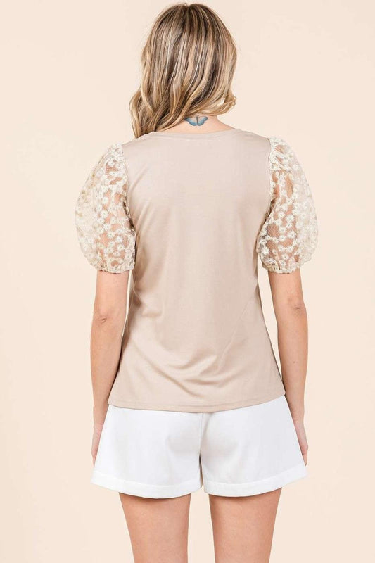 Mittoshop Round Neck Puff Short Sleeve Top Carauana Store