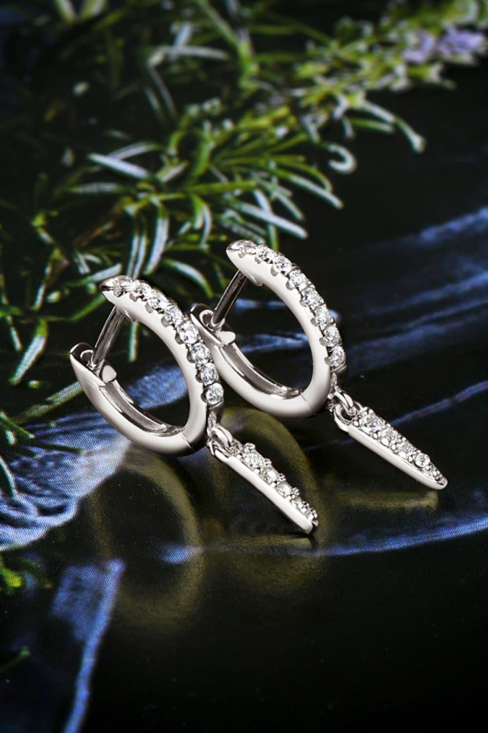 Moissanite 925 Sterling Silver Huggie Drop Earrings Carauana Store