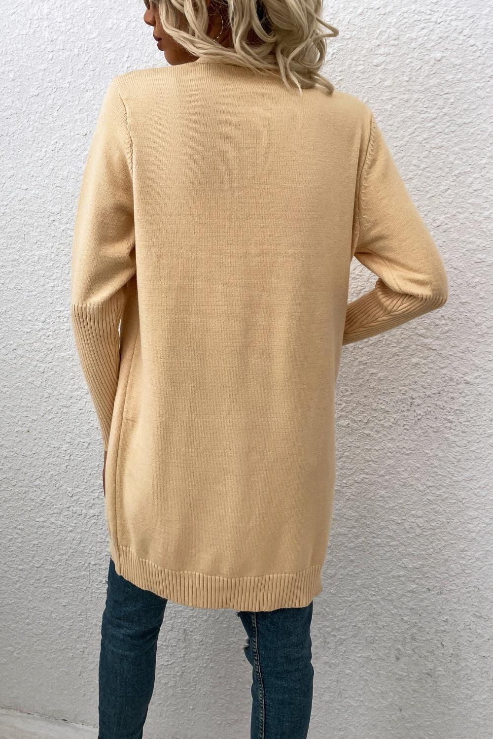 Open Front Long Sleeve Cardigan with Pockets Carauana Store