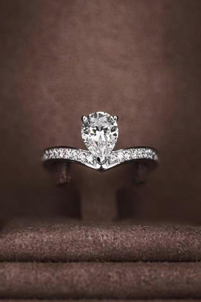 925 Sterling Silver Teardrop 1 Carat Moissanite Ring Carauana Store