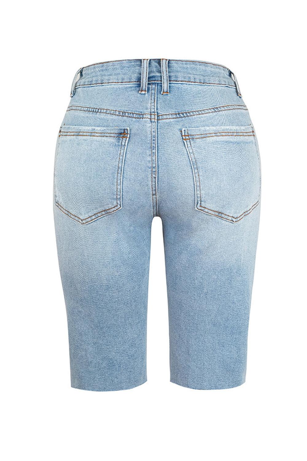 Distressed Pocketed Denim Shorts Carauana Store