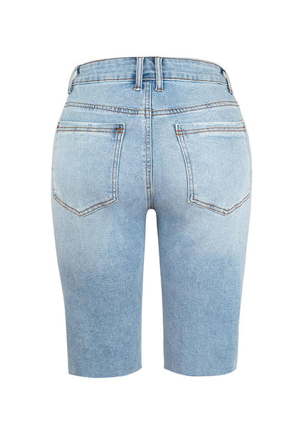Distressed Pocketed Denim Shorts Carauana Store