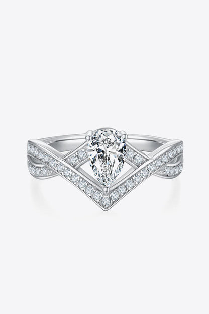 1 Carat Moissanite Teardrop 925 Sterling Silver Ring Carauana Store
