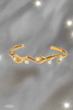Inlaid Synthetic Pearl Open Bracelet