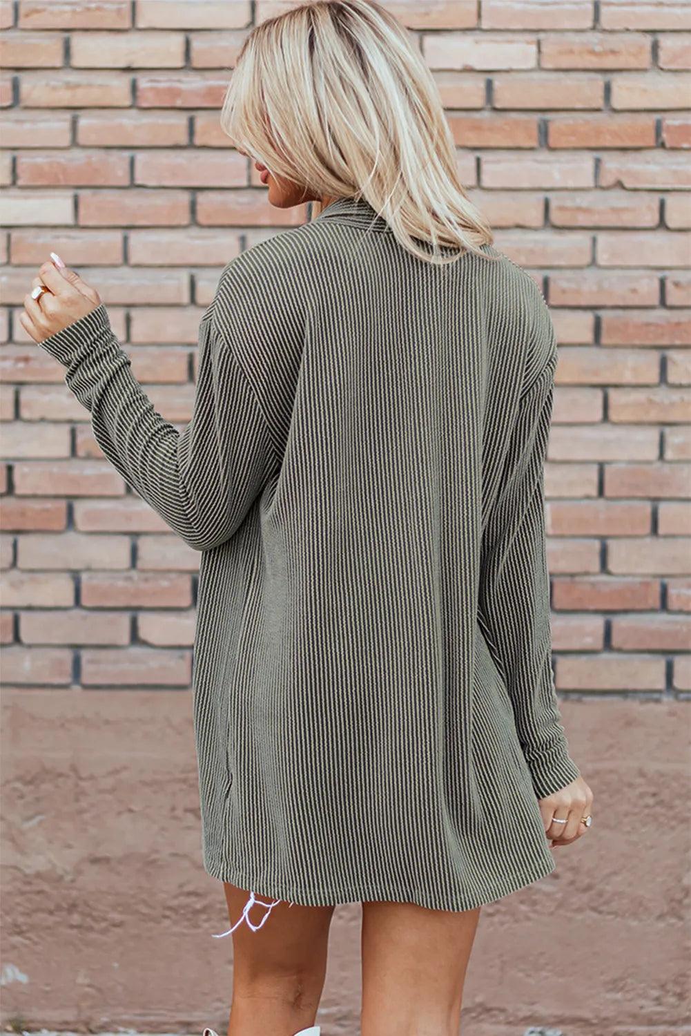 Textured Open Front Long Sleeve Cover Up Carauana Store