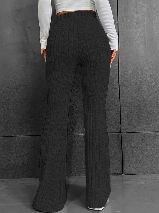 Ribbed High Waist Bootcut Pants Carauana Store