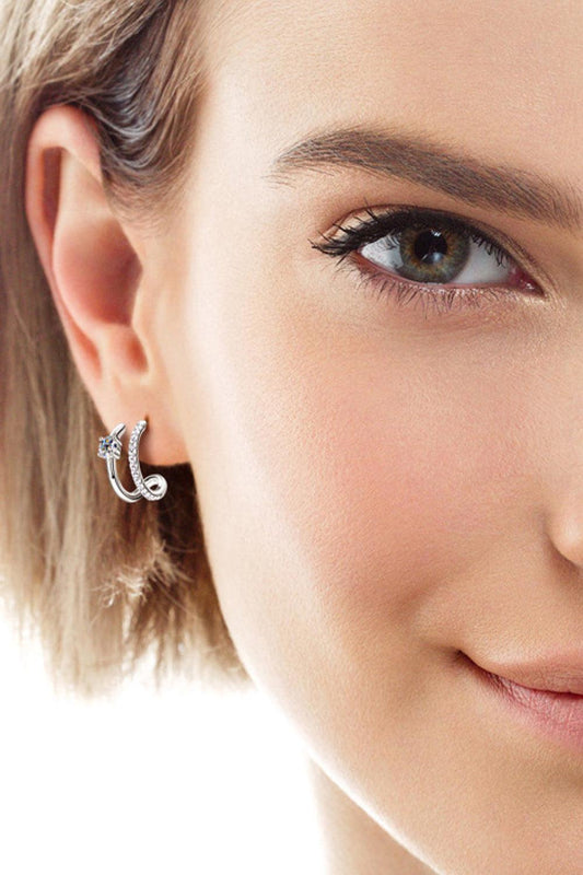 Moissanite 925 Sterling Silver C-Hoop Earrings Carauana Store