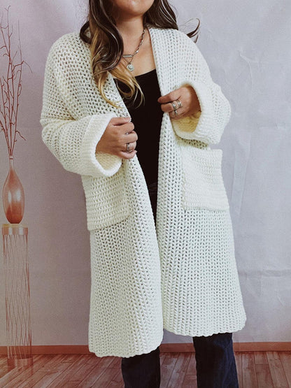Open Front Long Sleeve Cardigan with Pockets Carauana Store