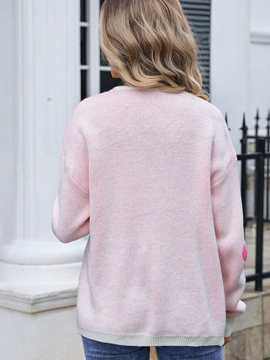 Angel Wings Flower Open Front Long Sleeve Cardigan Carauana Store