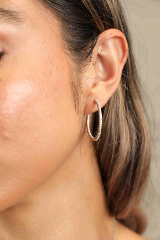 Adored Inlaid Moissanite 925 Sterling Silver Hoop Earrings Carauana Store