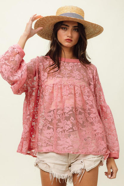 BiBi Floral Lace Long Sleeve Top Carauana Store