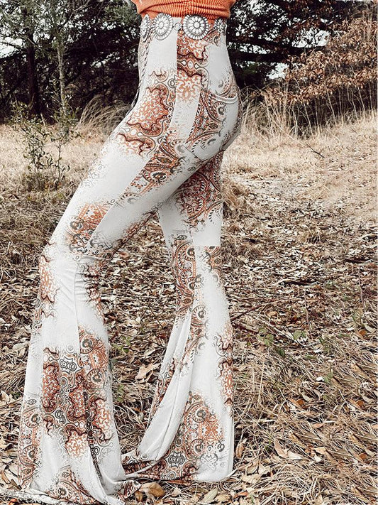 Printed Bodyline Flare Pants Carauana Store