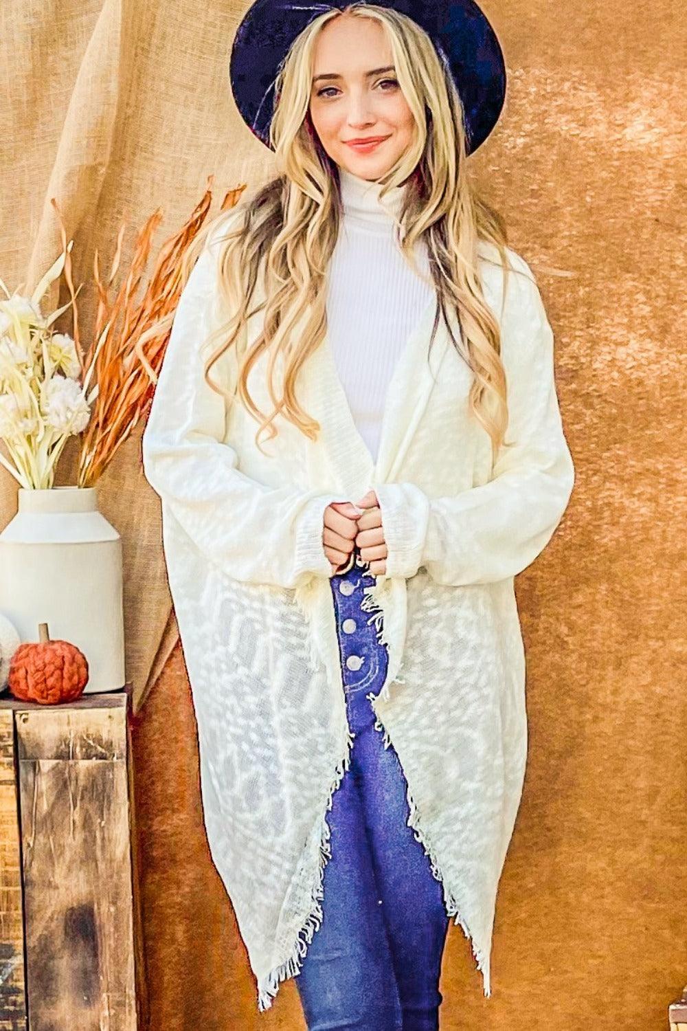 And The Why Textured Knit Fringe Hem Cardigan Carauana Store