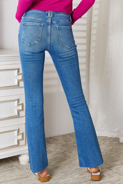 Kancan Full Size Distressed Raw Hem Bootcut Jeans Carauana Store