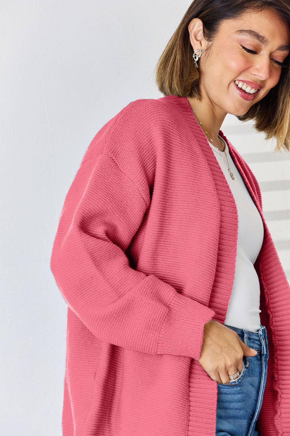 Open Front Dropped Shoulder Cardigan Carauana Store