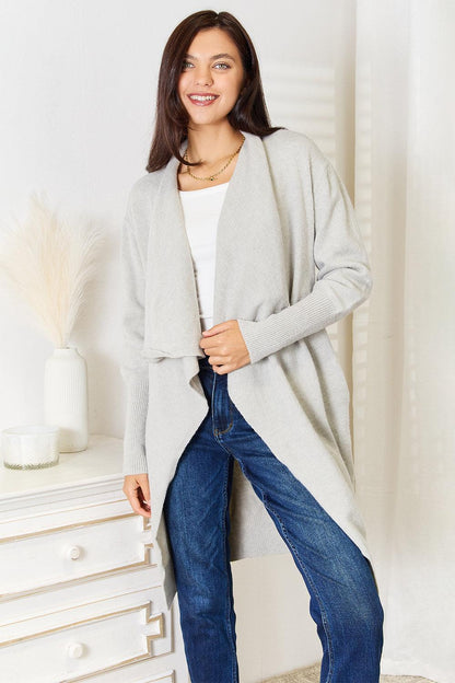 Angel Wings Open Front Duster Cardigan with Pockets Carauana Store