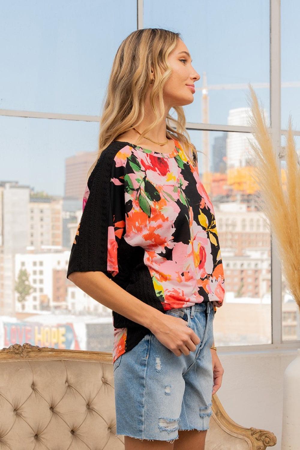 Sew In Love Full Size Floral Round Neck Short Sleeve T-Shirt Carauana Store