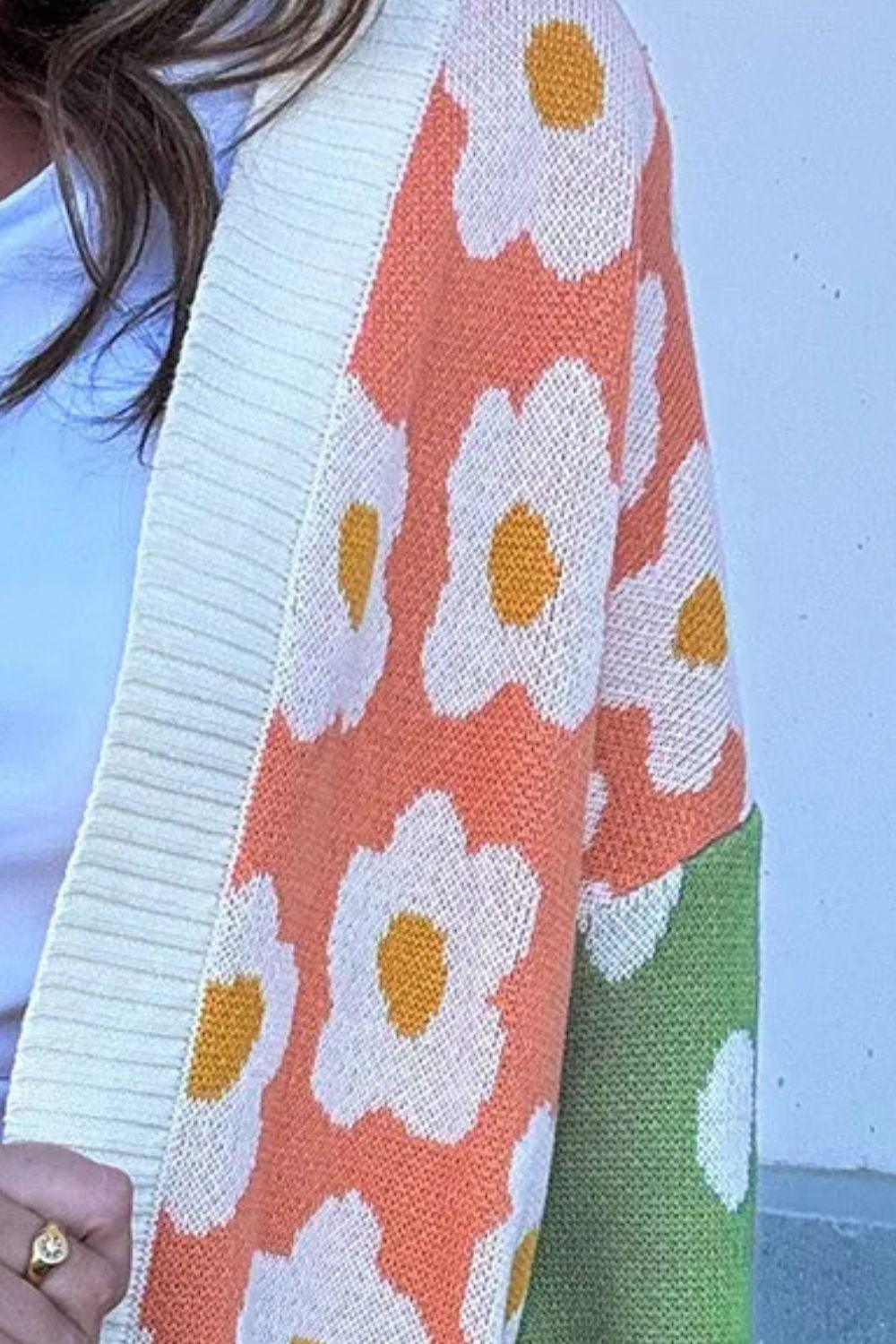 Color Block Open Front Long Sleeve Cardigan Carauana Store