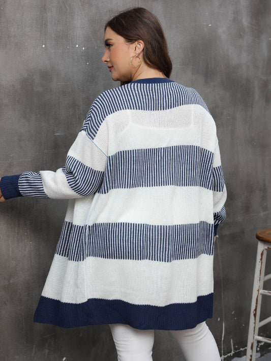 Plus Size Open Front Long Sleeve Cardigan Carauana Store