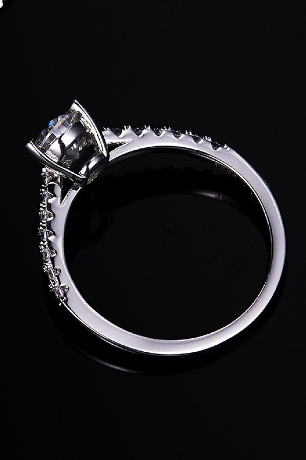 1 Carat Moissanite 925 Sterling Silver Side Stone Ring Carauana Store