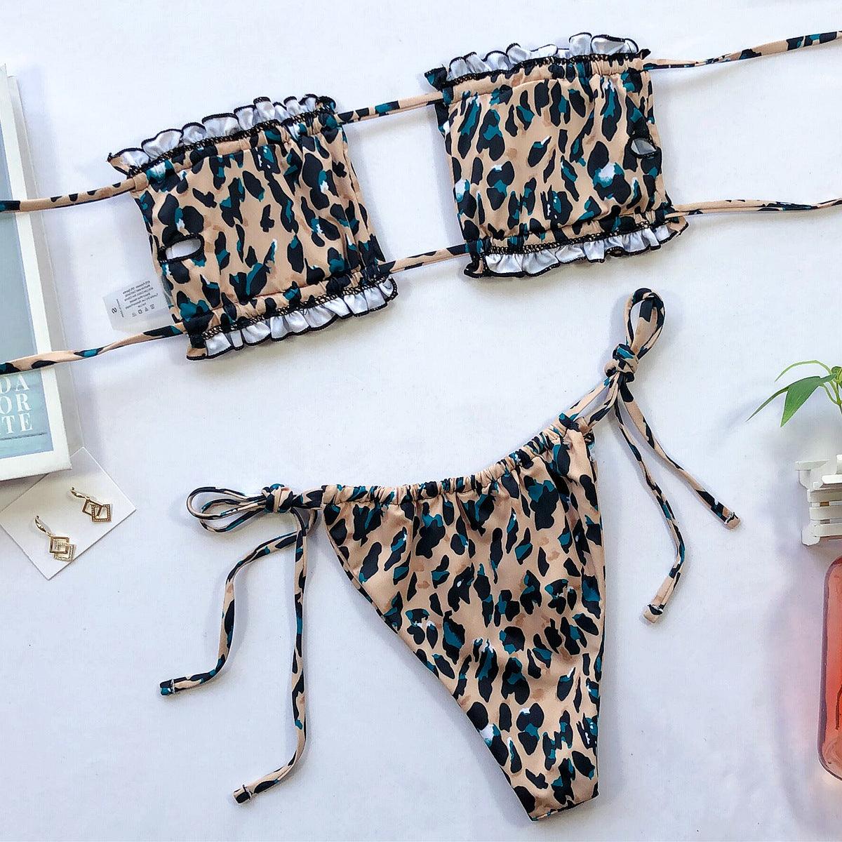 Frill Trim Ruched Bikini Set Carauana Store