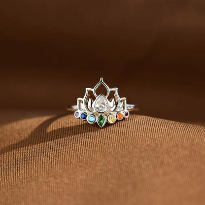925 Sterling Silver Inlaid Zircon Lotus Shape Ring Carauana Store
