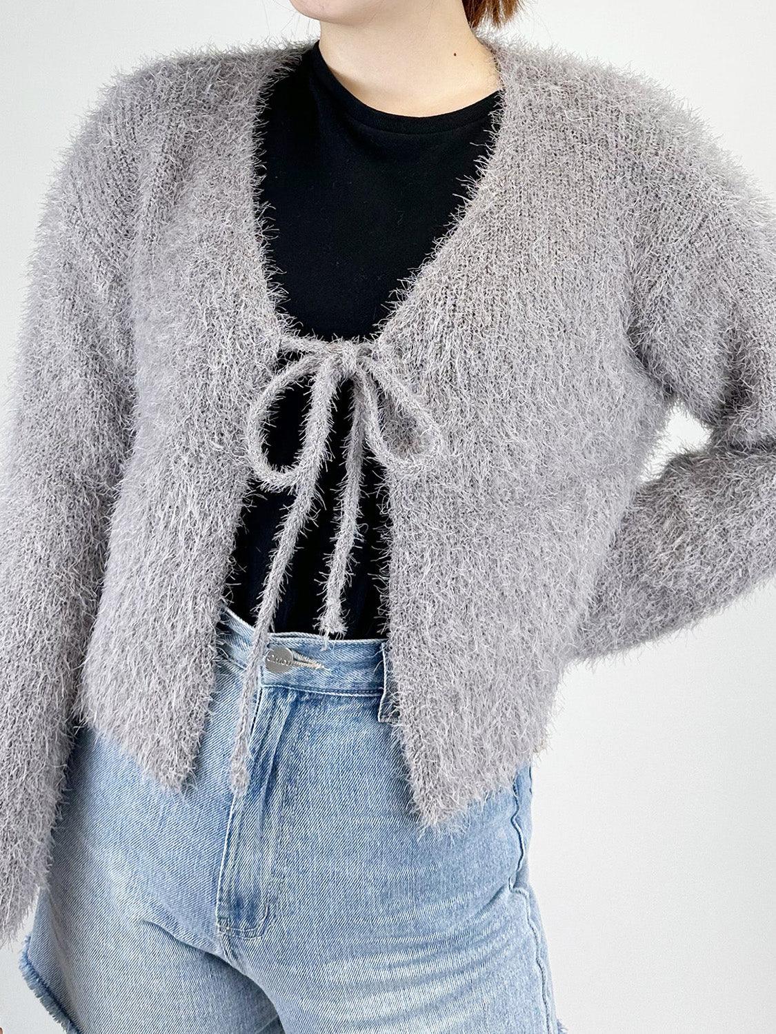 Tied Open Front Dropped Shoulder Cardigan Carauana Store