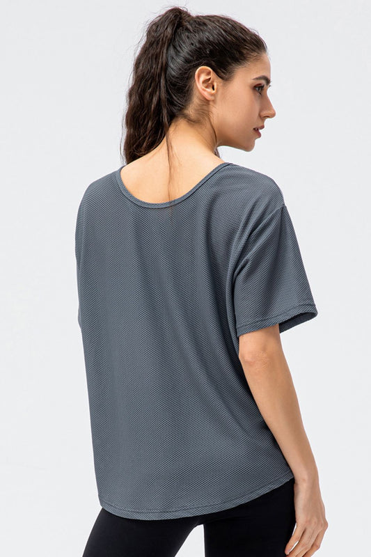 Round Neck Short Sleeve Active Tee Carauana Store