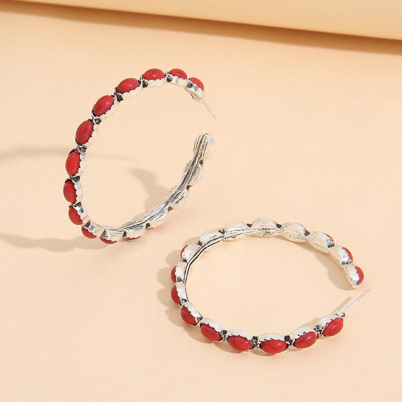 Artificial Turquoise C-Hoop Earrings Carauana Store