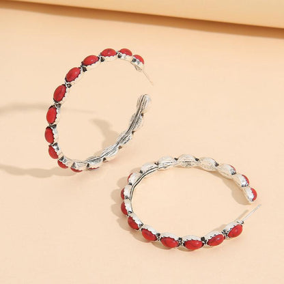Artificial Turquoise C-Hoop Earrings Carauana Store