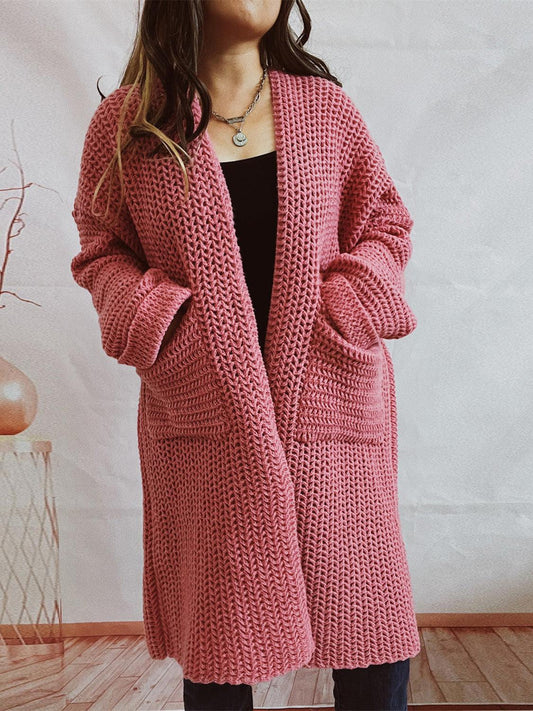 Open Front Long Sleeve Cardigan with Pockets Carauana Store