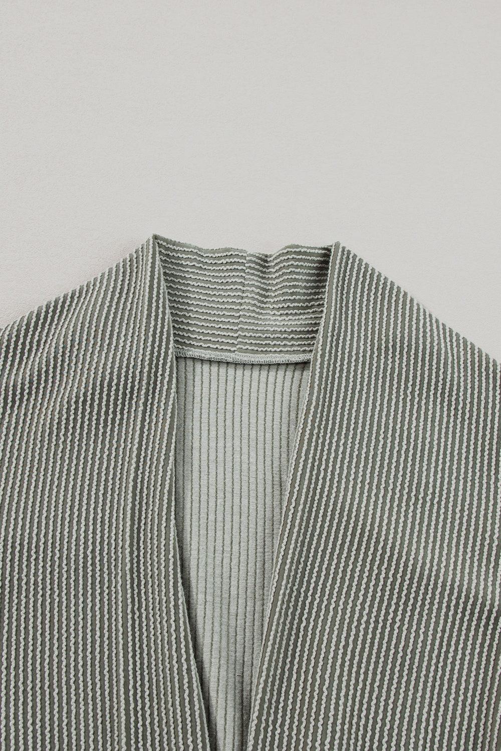 Textured Open Front Long Sleeve Cover Up Carauana Store
