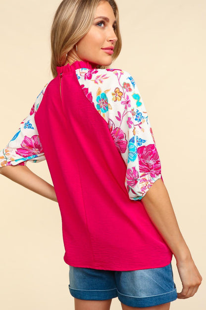 Haptics Frill Mock Neck Half Sleeve Blouse Carauana Store