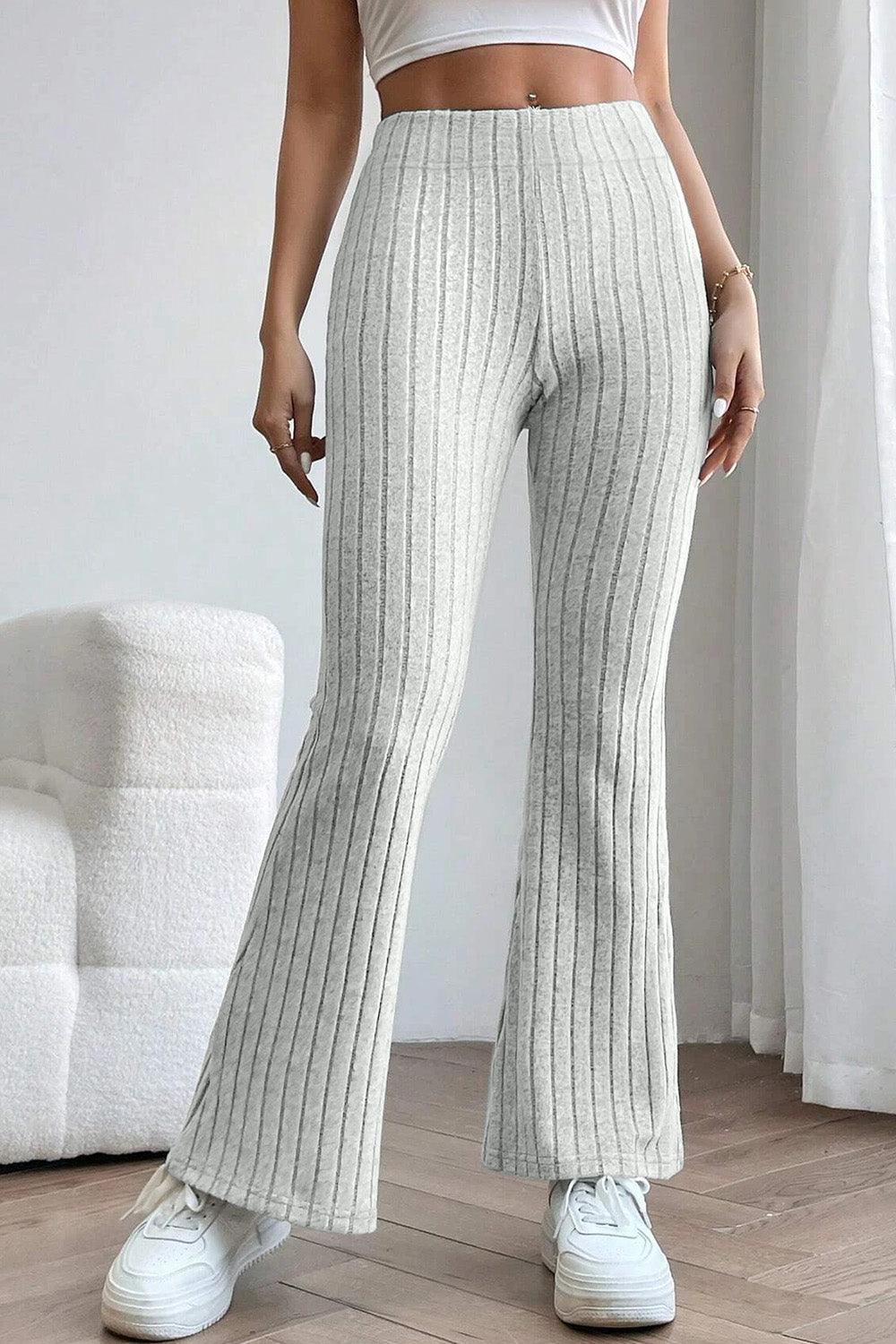 Basic Bae Full Size Ribbed High Waist Flare Pants Carauana Store