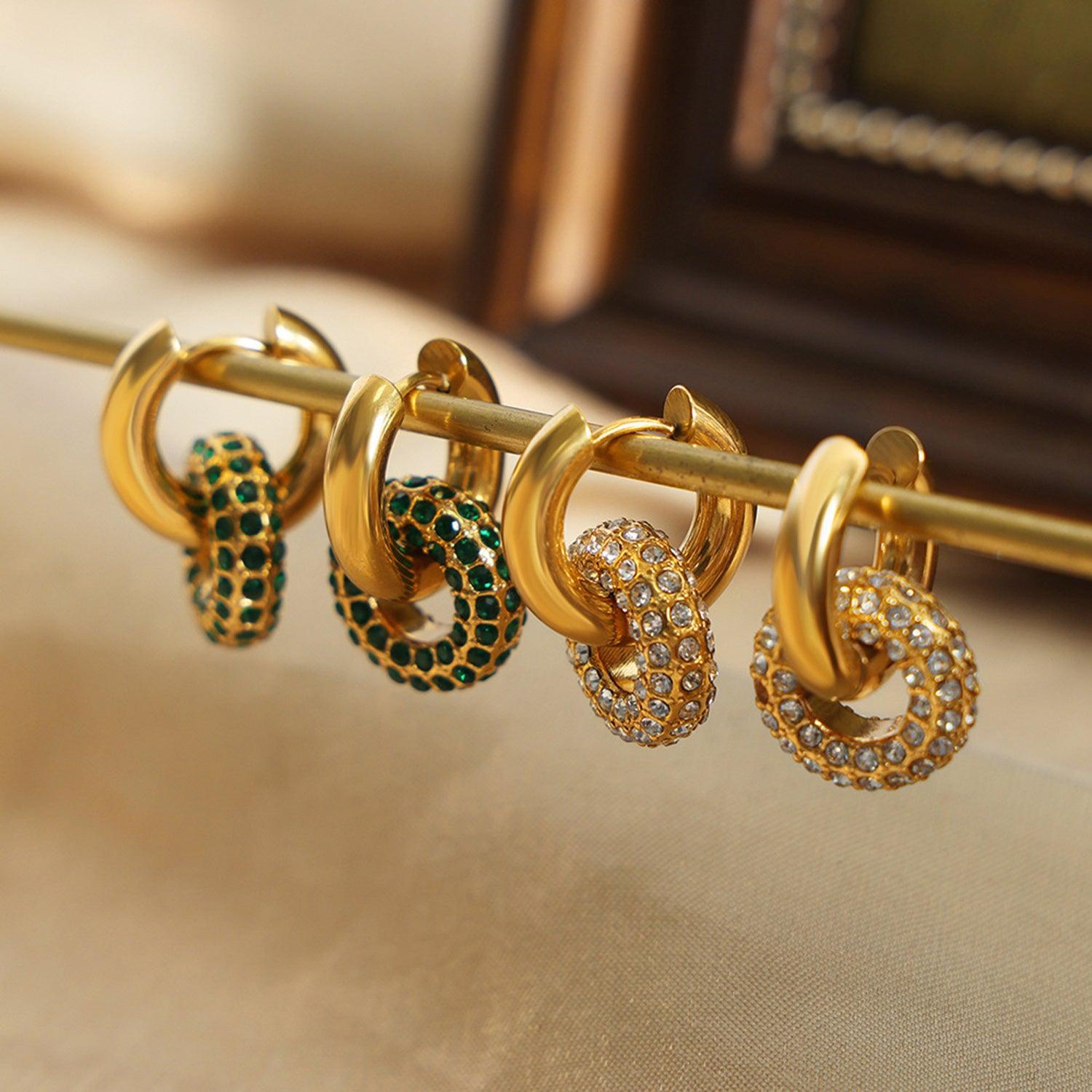 Titanium Steel Inlaid Zircon Double-Hoop Earrings Carauana Store